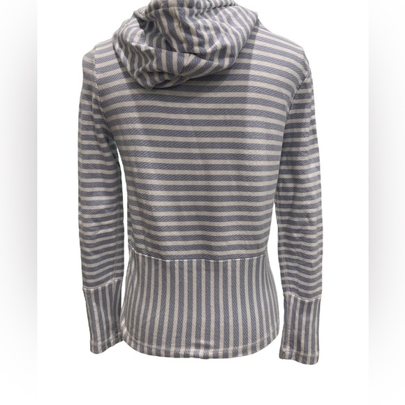 JCrew periwinkle, and white striped hoodie - Picture 2 of 9